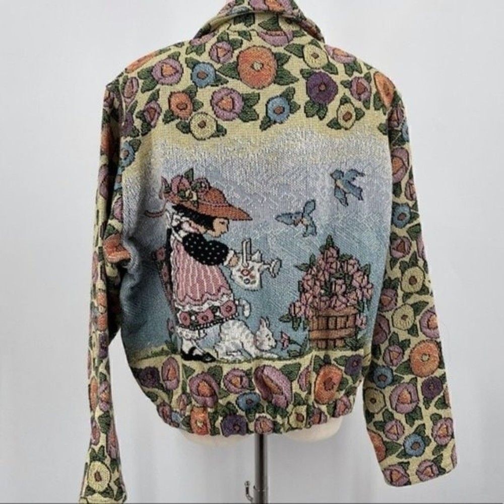 Vintage Painted Pony floral Tapestry oversized jacket Medium BoxC multicolored